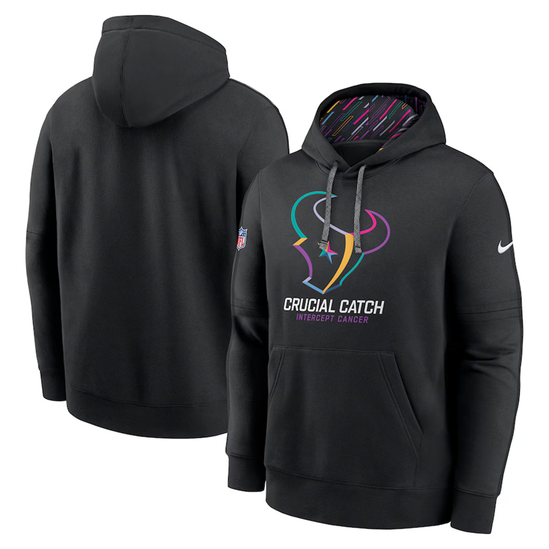 Men's Houston Texans Black 2024 Crucial Catch Club Pullover Hoodie